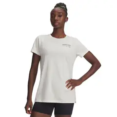 UNDER ARMOUR - Polera Manga Corta Training para mujer Project Rock Blanco