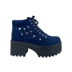 HERIEL - Botín Azul Plataforma Tachas Mujer