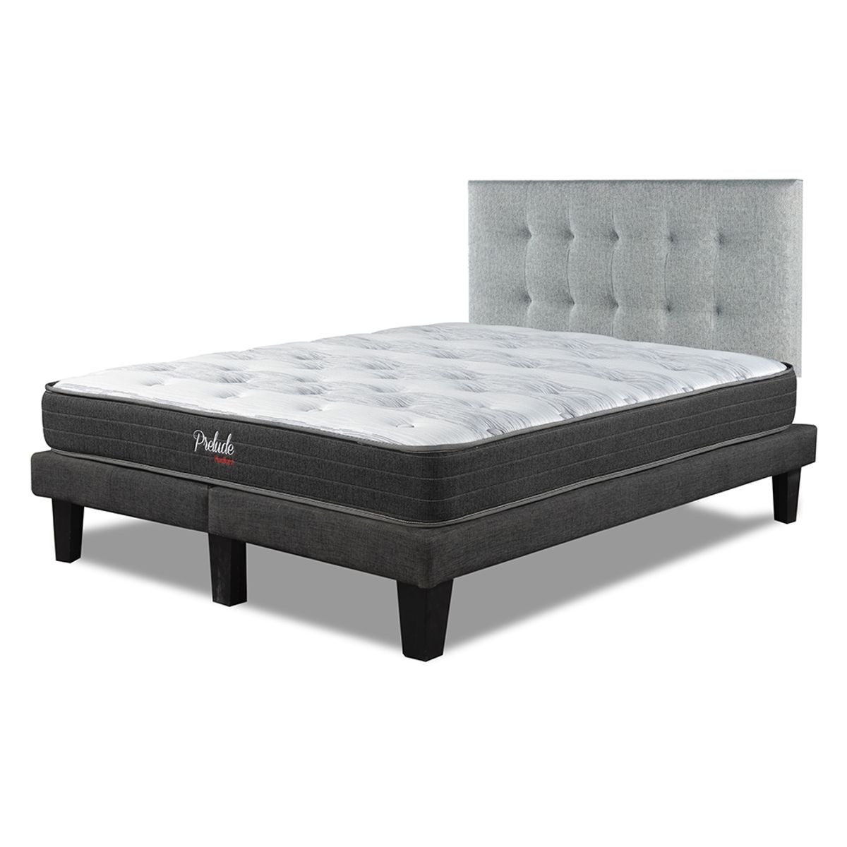 PRELUDE - Cama Europea Prelude Radiant Respaldo Urban Plata 2pza