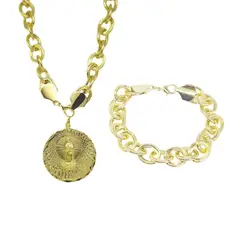 JOYAS LANDEROS - Collar + Pulsera Virgen de Guadalupe Enchapada en oro de 18k