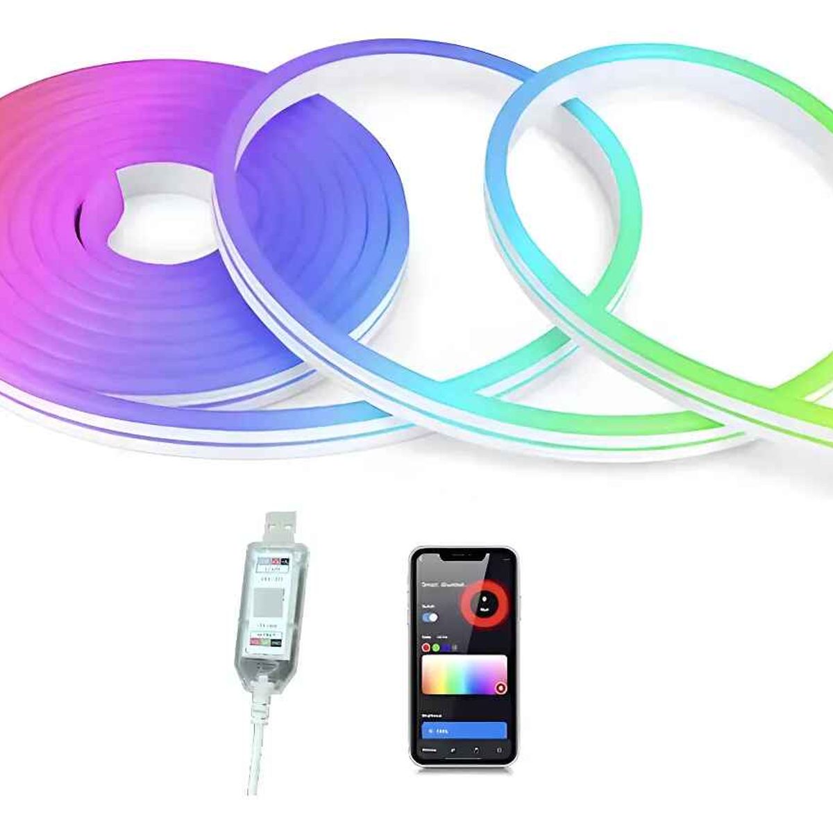 GENERICO - Tira Luz Led Neón Rgb Bluetooth Cinta 5 Metros con Usb control y App