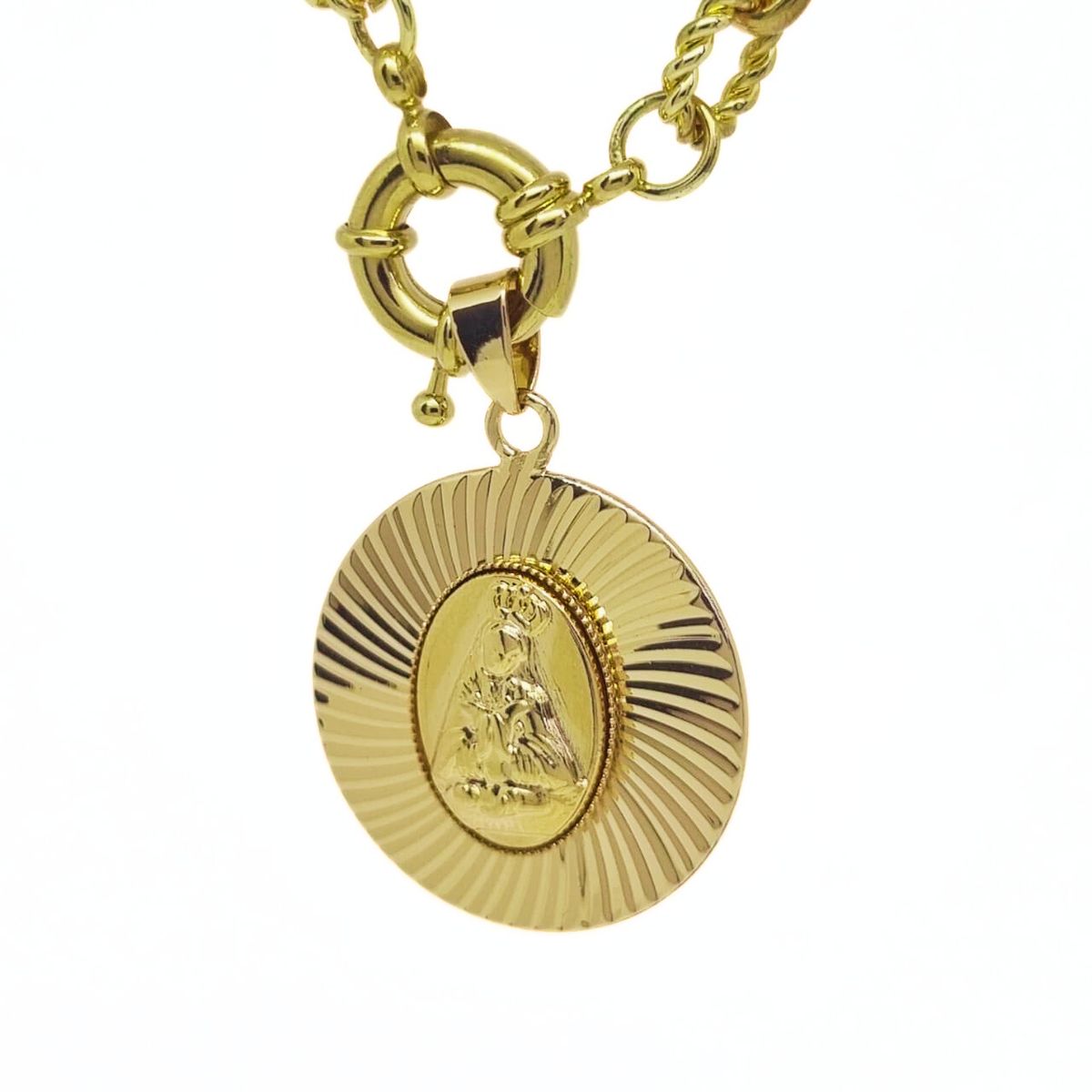JOYAS LANDEROS - Collar + Pulsera Virgen Enchapada en oro de 18k