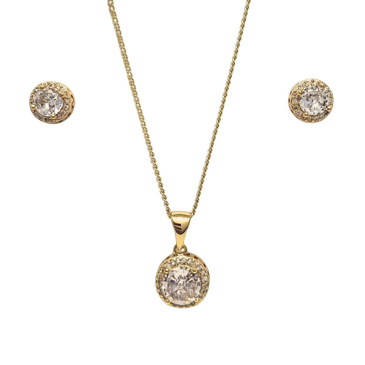 JOYAS LANDEROS - Collar + Aros con Circones Enchapada en oro de 18k