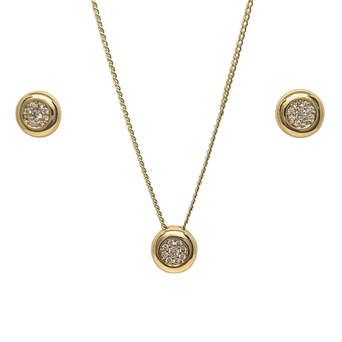 JOYAS LANDEROS - Collar + Aros Punto de Luz Enchapada en oro de 18k