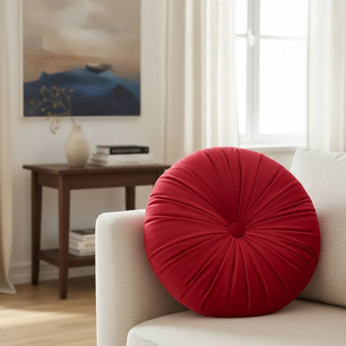 TODOHOGAR SANTIAGO DE CHILE - Set De 2 Cojines Redondos 44cm - ROJO