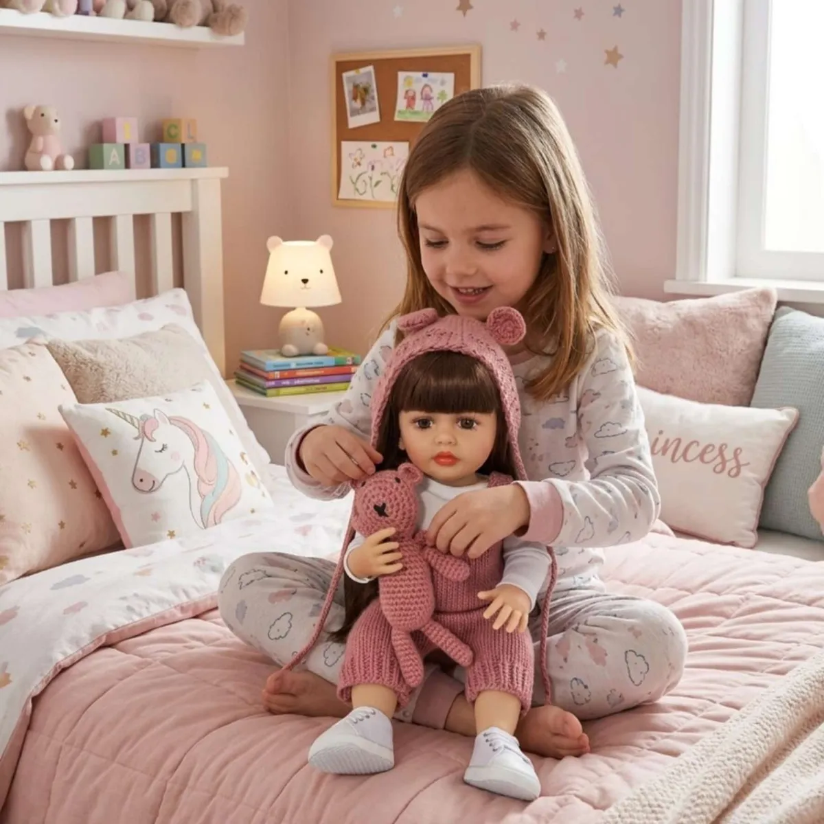 GENERICO - Muñeca Reborn Realista 55 cm 100% Silicona Suave + Accesorios