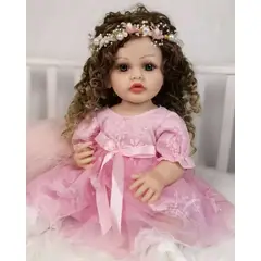 GENERICO - MUÑECA REALISTA BEBÉ DE 55 CM 100% SILICON VESTIDO ROSA