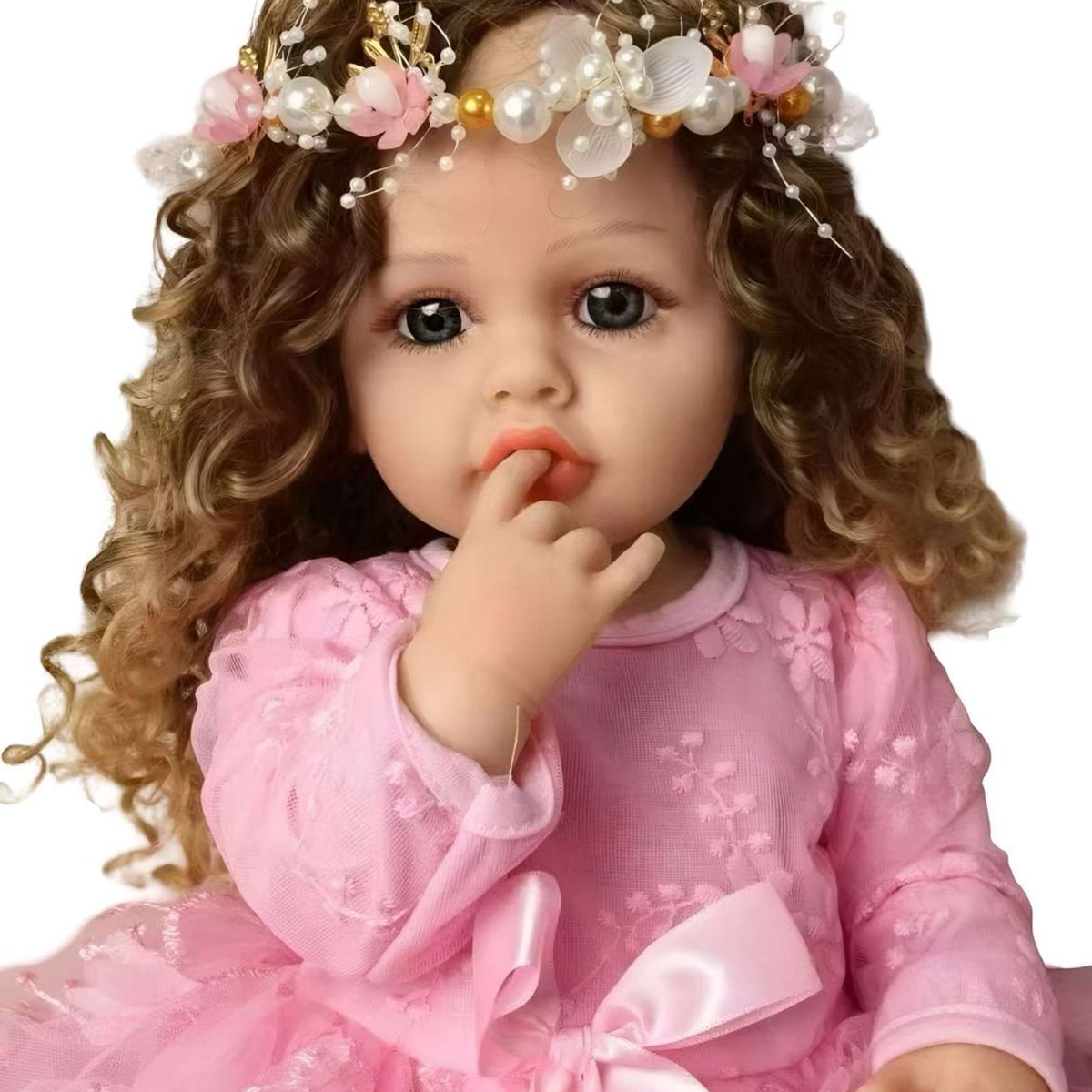 GENERICO - MUÑECA REALISTA BEBÉ DE 55 CM 100% SILICON VESTIDO ROSA