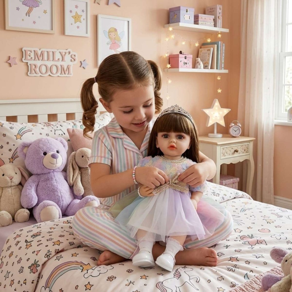 GENERICO - Muñeca Reborn Realista 55 cm 100% Silicona Suave + Accesorios