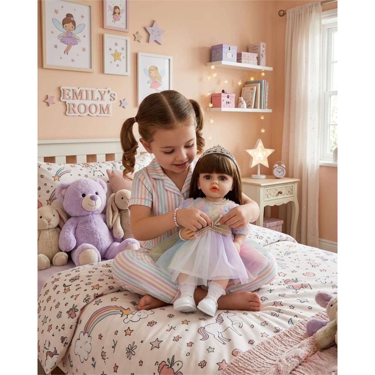 GENERICO - Muñeca Reborn Realista 55 cm 100% Silicona Suave + Accesorios