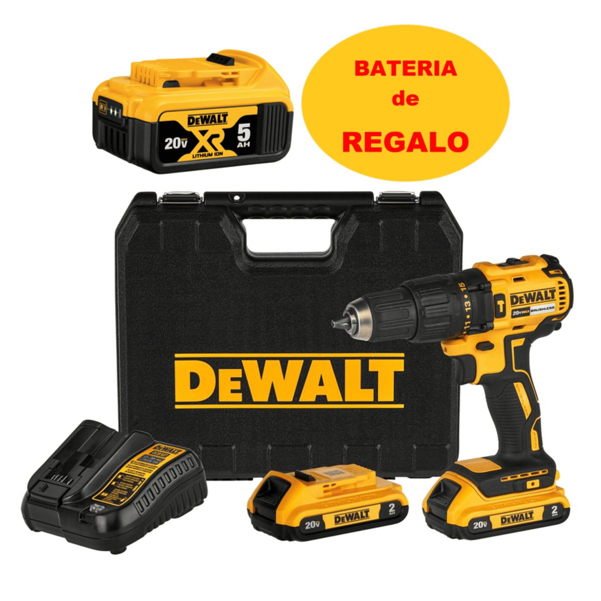 DEWALT - KIt Taladro Percutor 20V + Regalo Batería 5,0 Ah Dewalt