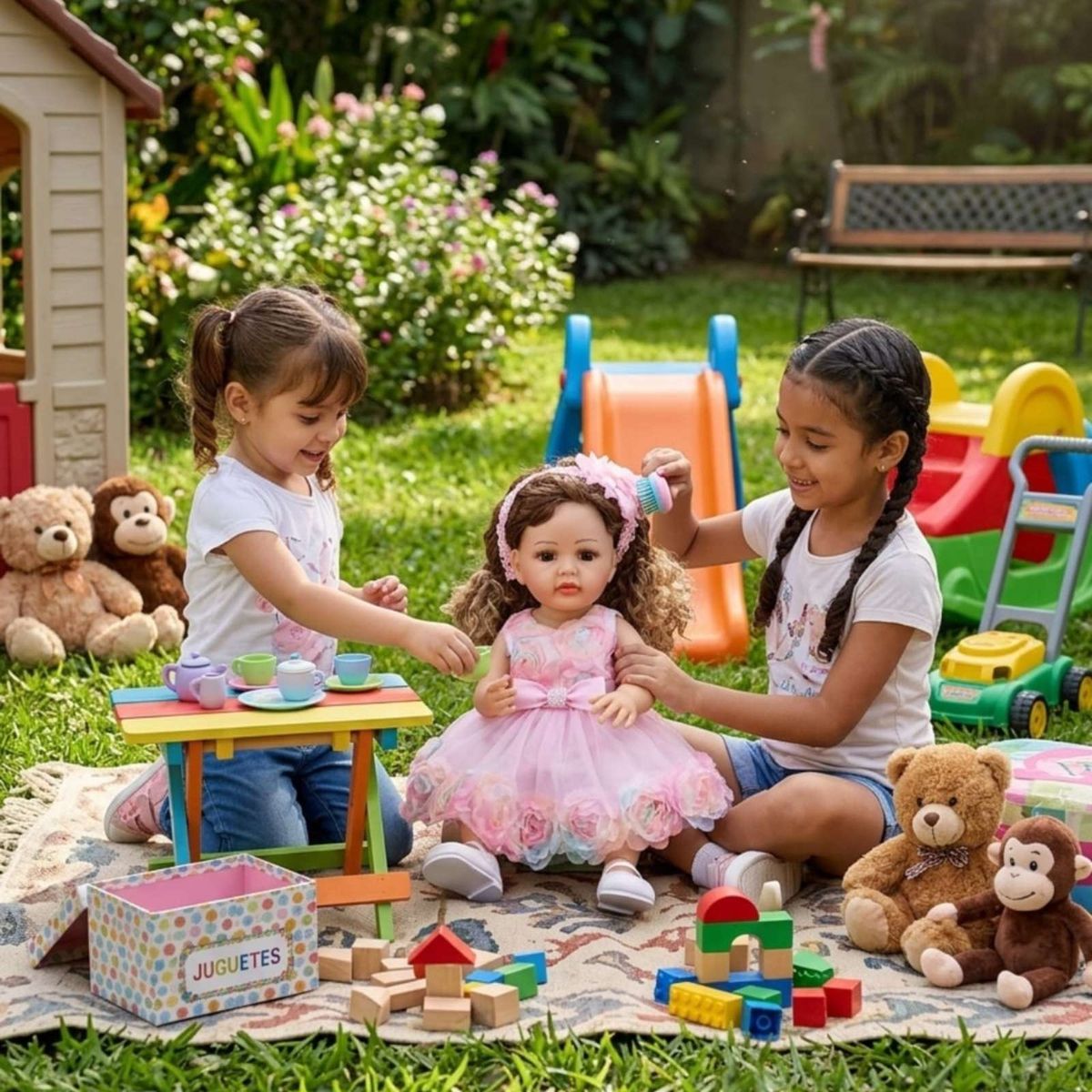 GENERICO - Muñeca Reborn Realista 55 cm 100% Silicona Suave + Accesorios