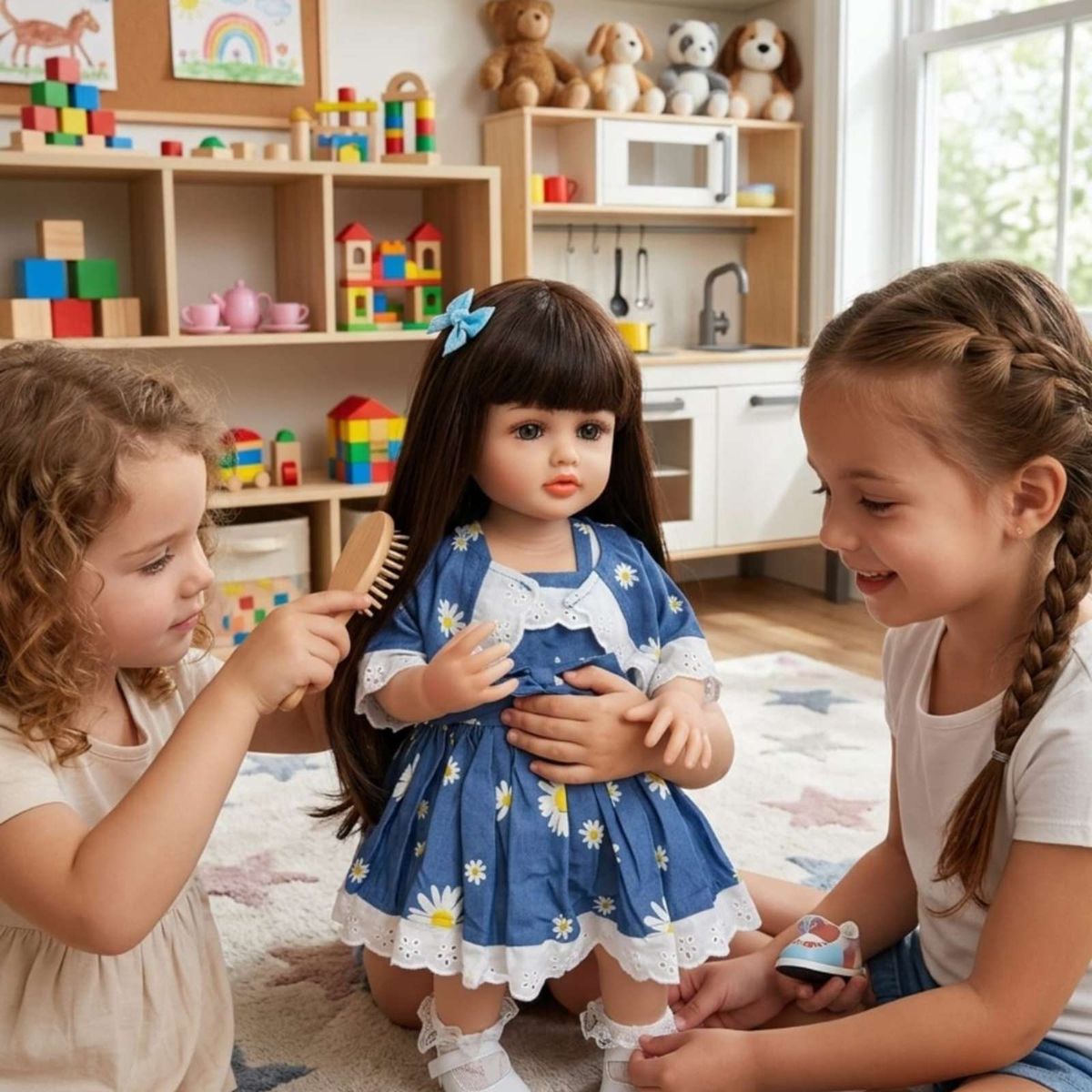 GENERICO - Muñeca Reborn Realista 55 cm 100% Silicona Suave + Accesorios