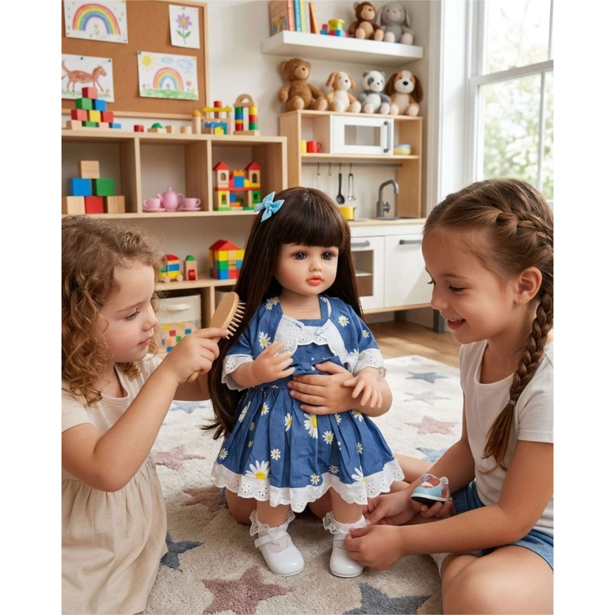 GENERICO - Muñeca Reborn Realista 55 cm 100% Silicona Suave + Accesorios