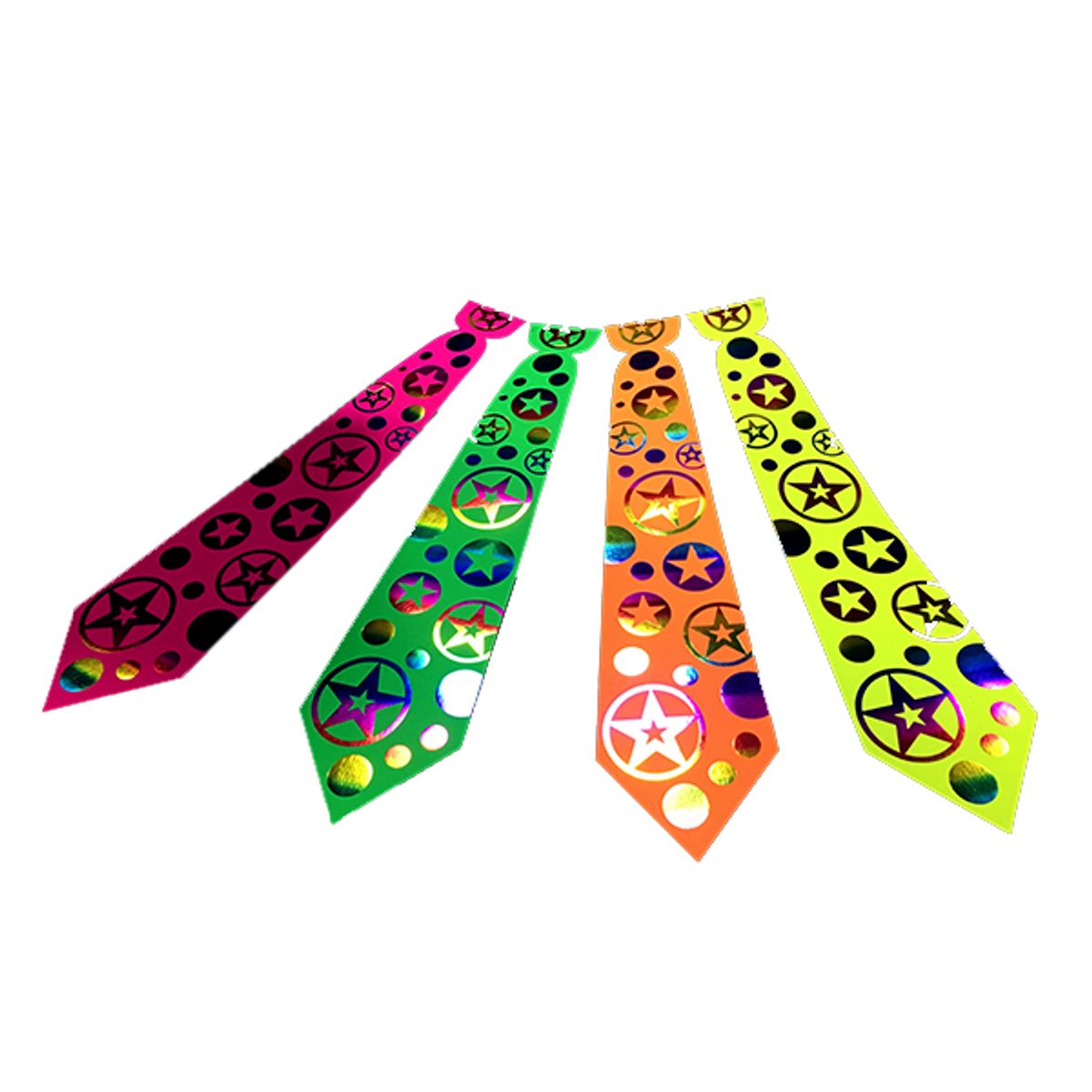 GENERICO - CORBATA CARTON FLUOR ESTRELLA ARCOIRIS X6 UNI