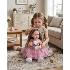 GENERICO - Muñeca Reborn Realista 55 cm 100% Silicona Suave + Accesorios