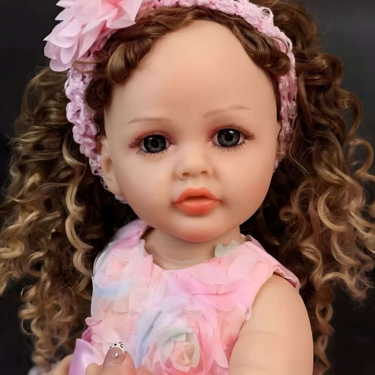 GENERICO - MUÑECA REALISTA BEBÉ DE 55 CM 100% SILICON VESTIDO ROSA