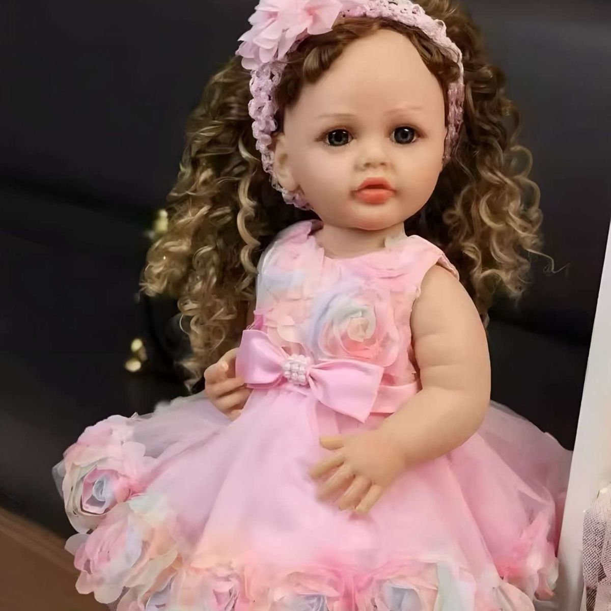 GENERICO - MUÑECA REALISTA BEBÉ DE 55 CM 100% SILICON VESTIDO ROSA