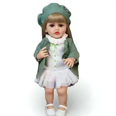 GENERICO - MUÑECA REALISTA BEBÉ DE 55 CM 100% SILICON TRAJE VERDE