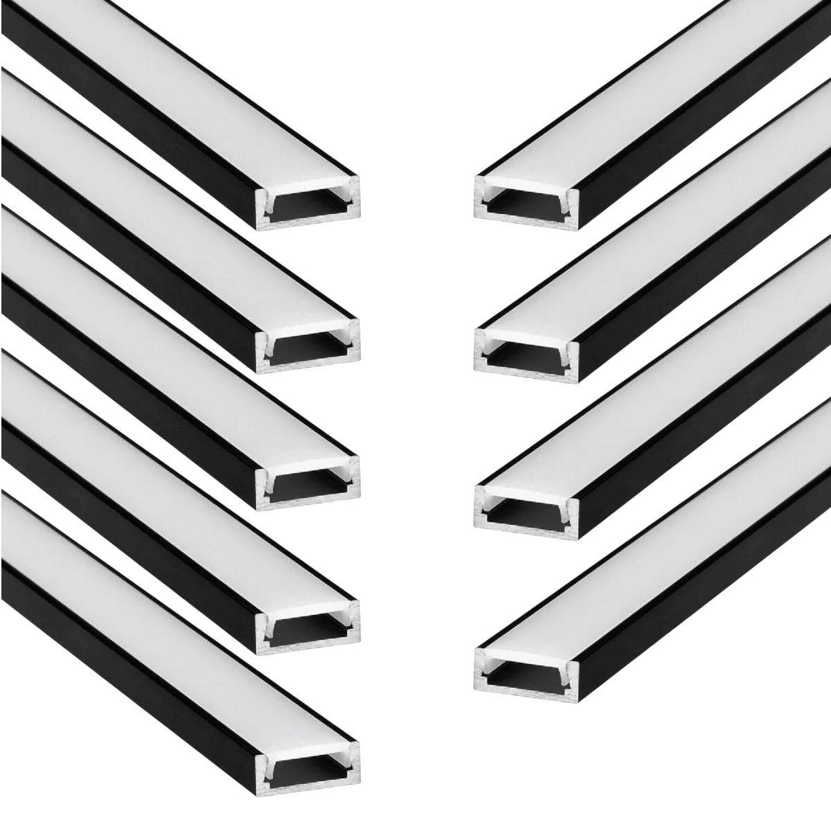 GENERICO - Pack: 9 Perfiles de Aluminio de 1mt Delgado Plano 1102 Negro