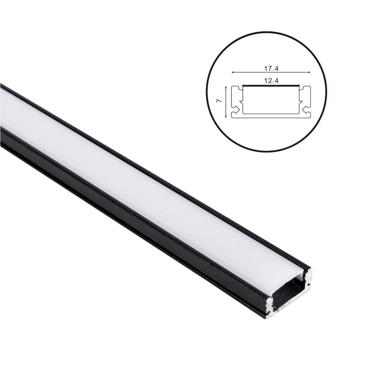GENERICO - Pack: 9 Perfiles de Aluminio de 1mt Delgado Plano 1102 Negro