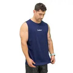 KONKO ACTIVE - Sudadera Tank Clasica Azul Konko Sin Manga Musculosa Algodon