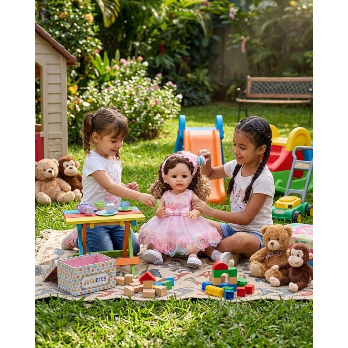 GENERICO - Muñeca Reborn Realista 55 cm 100% Silicona Suave + Accesorios