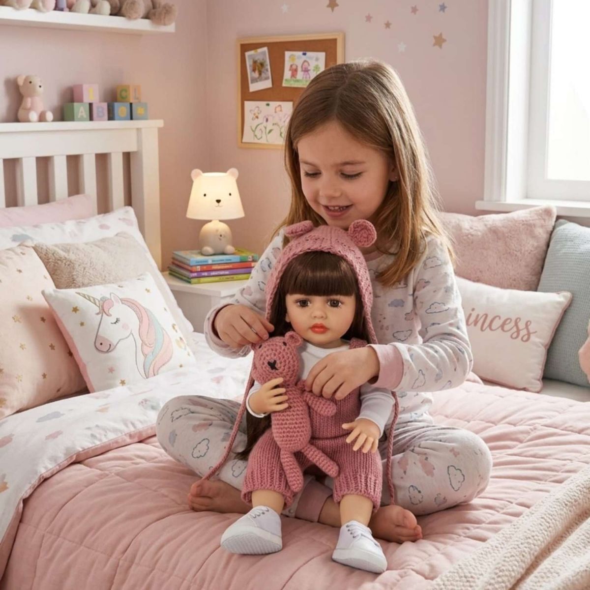 GENERICO - Muñeca Reborn Realista 55 cm 100% Silicona Suave + Accesorios