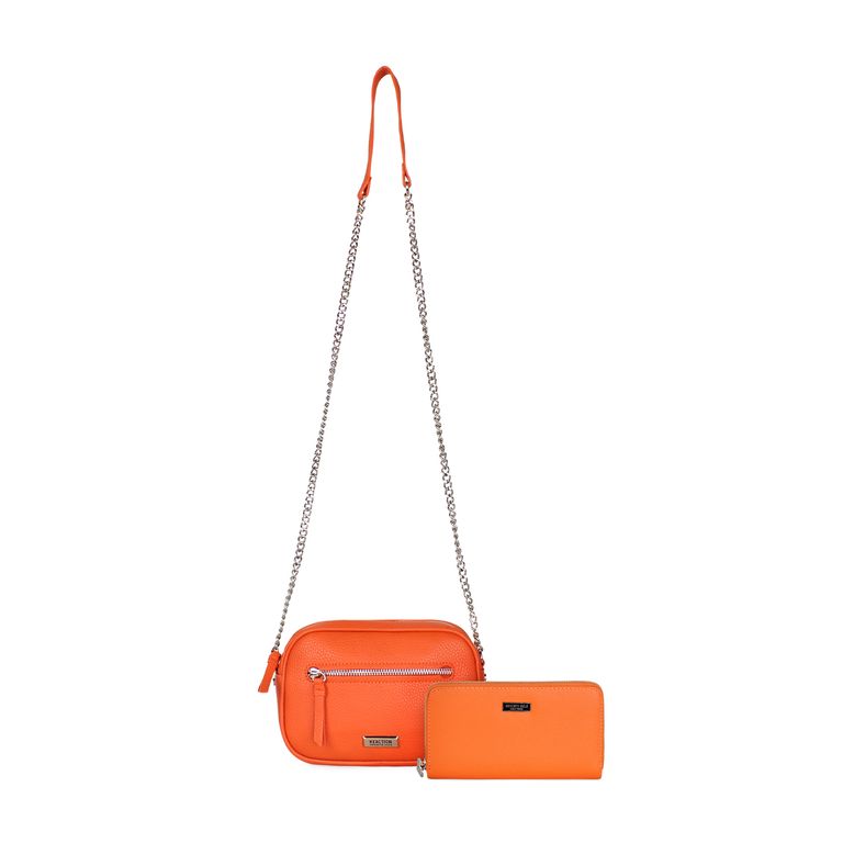 Pack Cartera calixta + billetera de mujer Bessie orange Naranjo TALLA UNICA