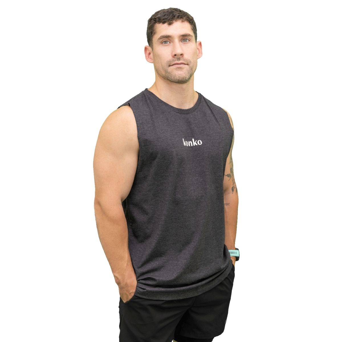 KONKO ACTIVE - Sudadera Tank Clasica Azul Konko Sin Manga Musculosa Algodon