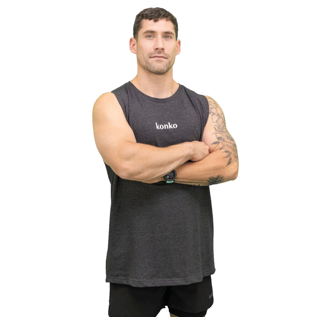 KONKO ACTIVE - Sudadera Tank Clasica Azul Konko Sin Manga Musculosa Algodon