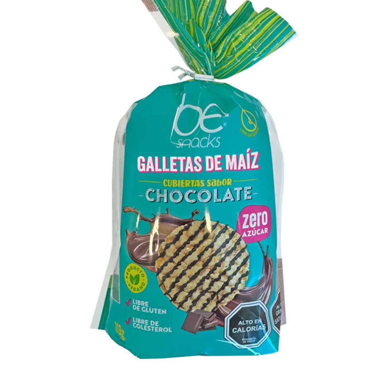 BECOOKIES - Caja 12 unid Maiz con Cobertura Chocolate 0%  119  grs