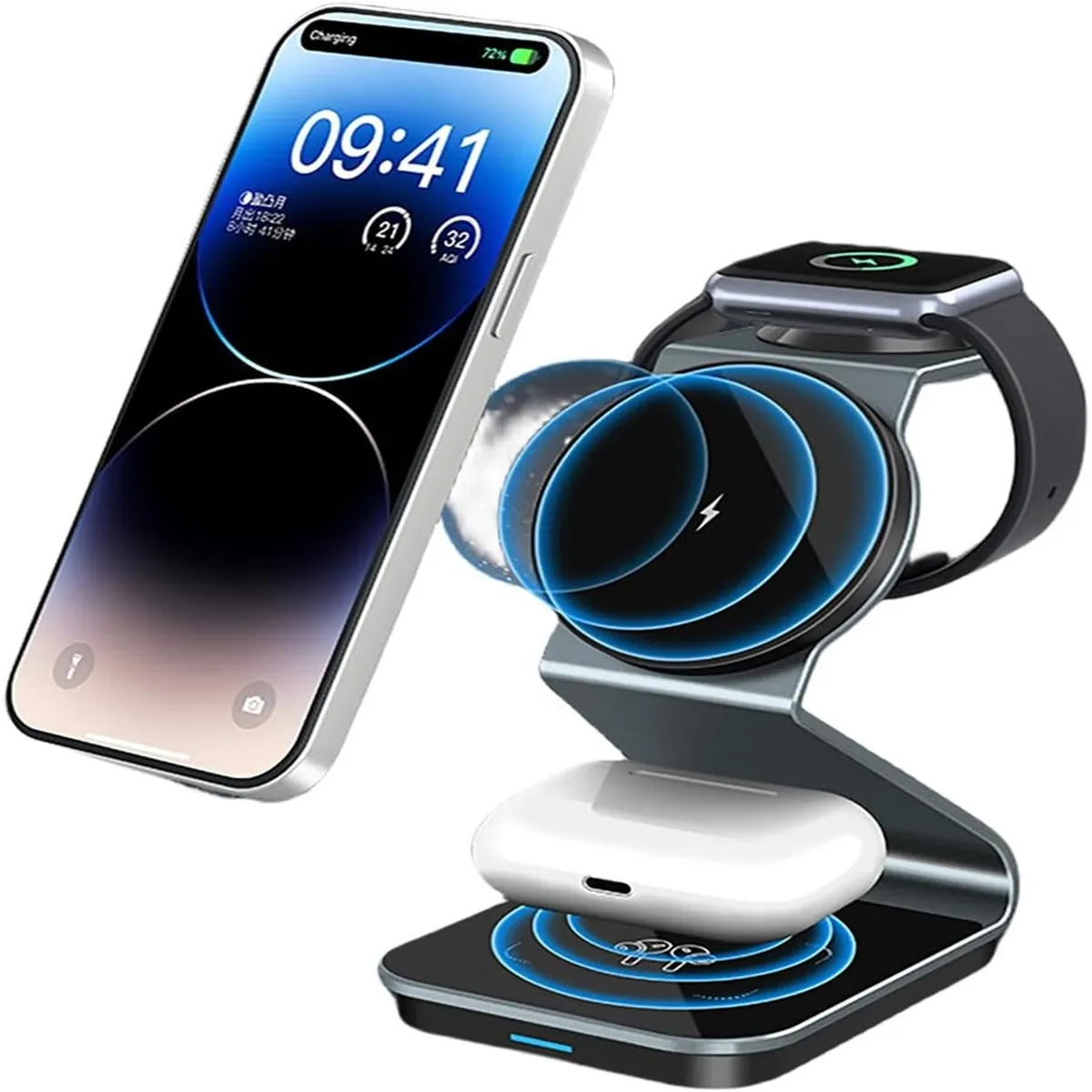 KBOD - Base Inalámbrica de Carga Magnética 3 en 1 Kbod W12