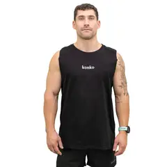 KONKO ACTIVE - Sudadera Tank Clasica Negra Konko Sin Manga Musculosa Algodon