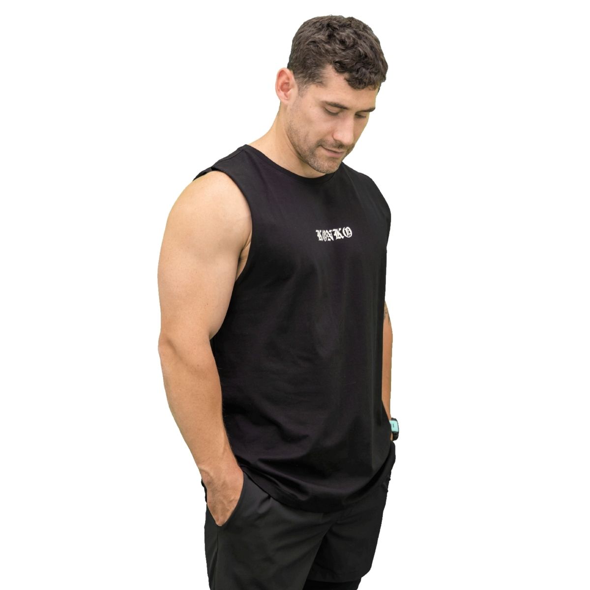 KONKO ACTIVE - Sudadera Tank Gargola Negra Konko Sin Manga Musculosa Algodon