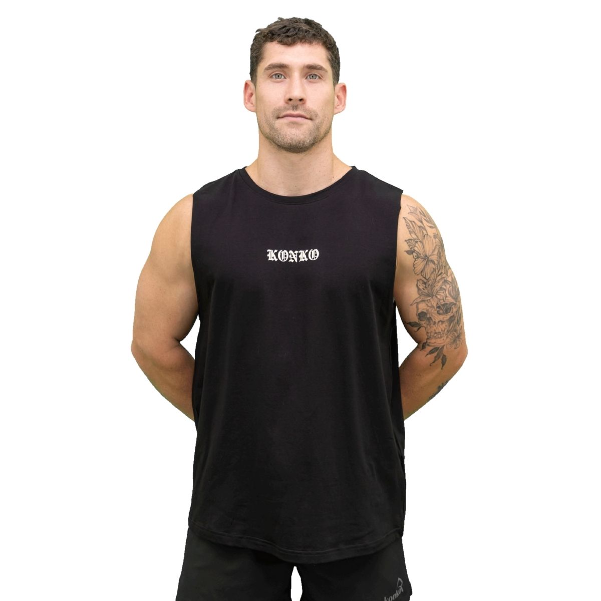 KONKO ACTIVE - Sudadera Tank Gargola Negra Konko Sin Manga Musculosa Algodon
