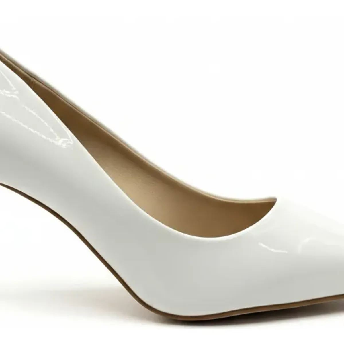 BOVINITA - Stiletto Taco Alto Mujer Charol Blanco Zapato Punta Fina