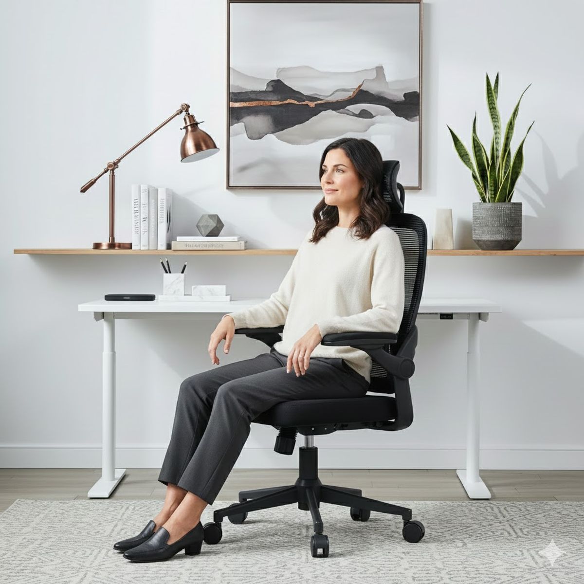 GENERICO - SILLA CON MALLA ERGONOMICA PARA OFICINA  ACOLCHADA CON POSABRAZOZ Y RUEDAS