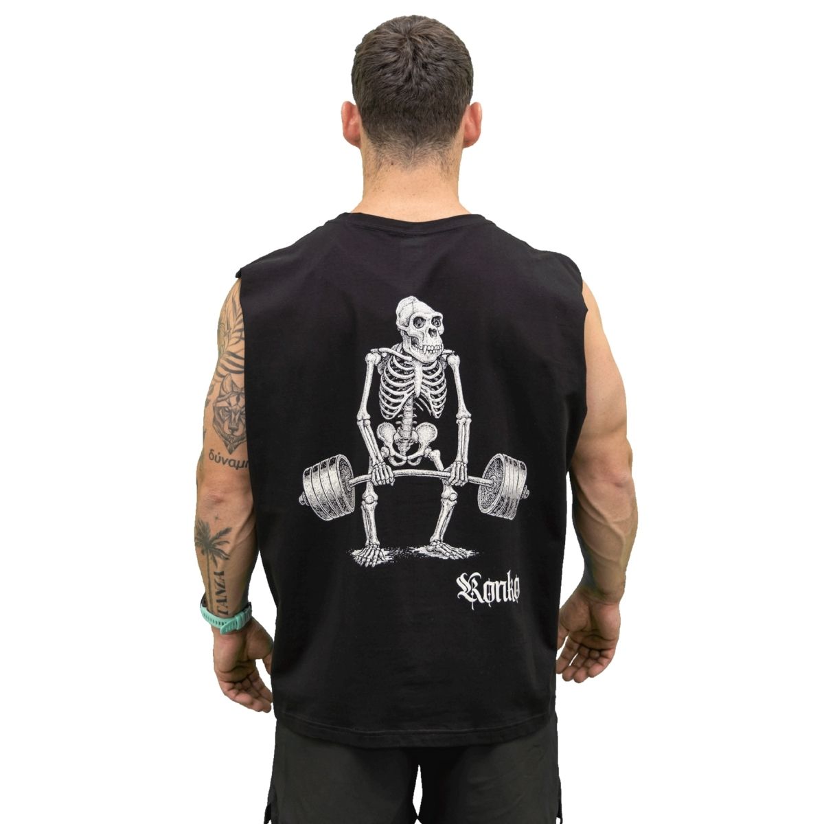 KONKO ACTIVE - Sudadera Tank Oversize Peso Muerto Negra Konko Sin Manga Musculosa Algodon