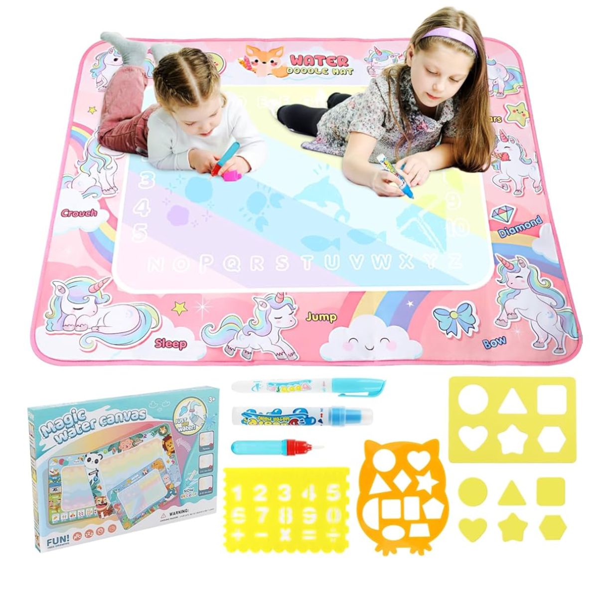 GENERICO - ALFOMBRA MAGICA DE DIBUJOS PARA COLOREAR AL AGUA ROSADA