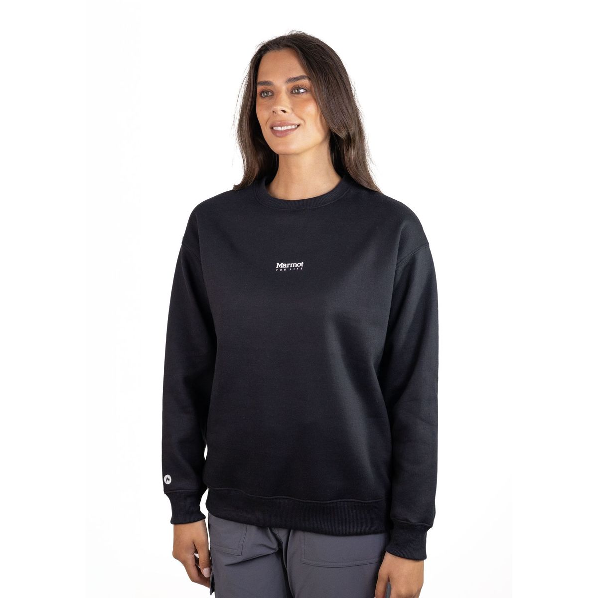 MARMOT - Polerón Mujer Marmot Mini Logo Crew Negro