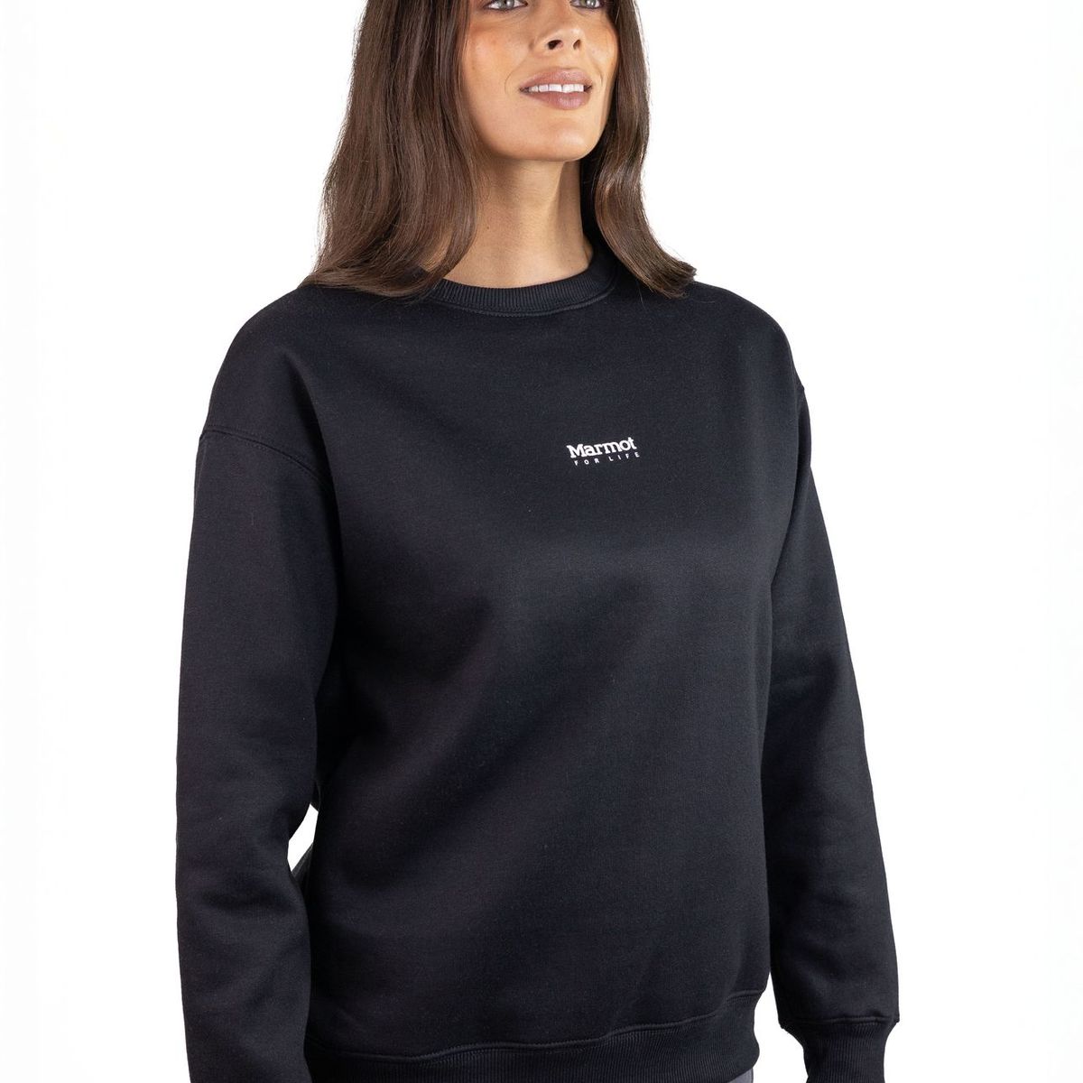 MARMOT - Polerón Mujer Marmot Mini Logo Crew Negro