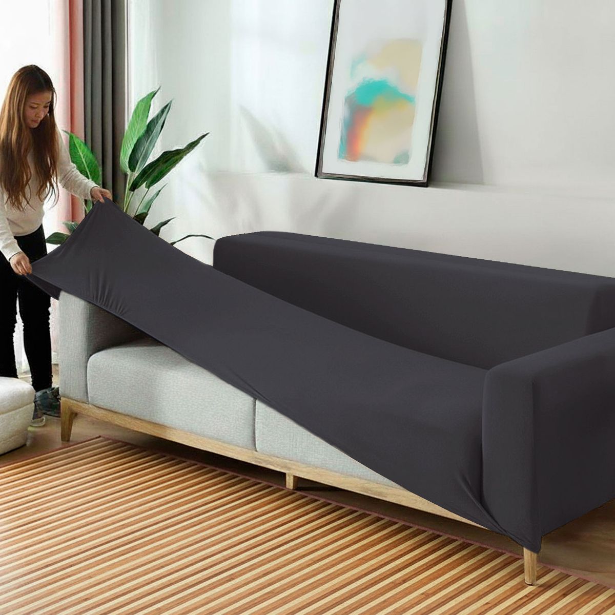 DIB - Funda Sofá 3 Cuerpos Fira Gris Oscuro