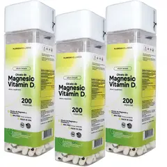NATURAL FARM - 3 x Citrato De Magnesio + Vitamina D3 200 Caps