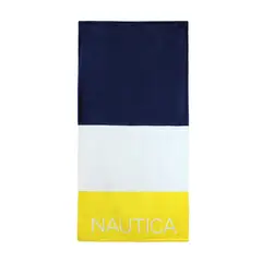 NAUTICA - Toalla de playa 100% Algodón 160x80 diseño tricolor