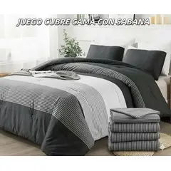 GENERICO - Cobertor tipo Quilts de Verano + Juego de Sabanas 2 plazas