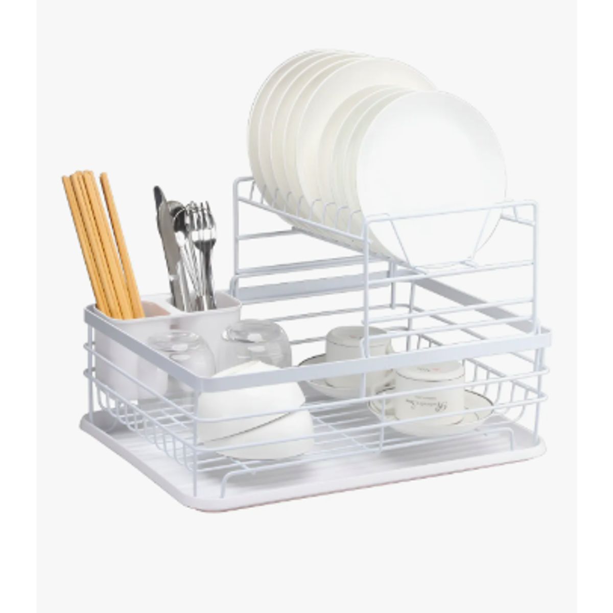 GENERICO - Secaplatos Escurridor 2 Niveles Acero Inox Blanco