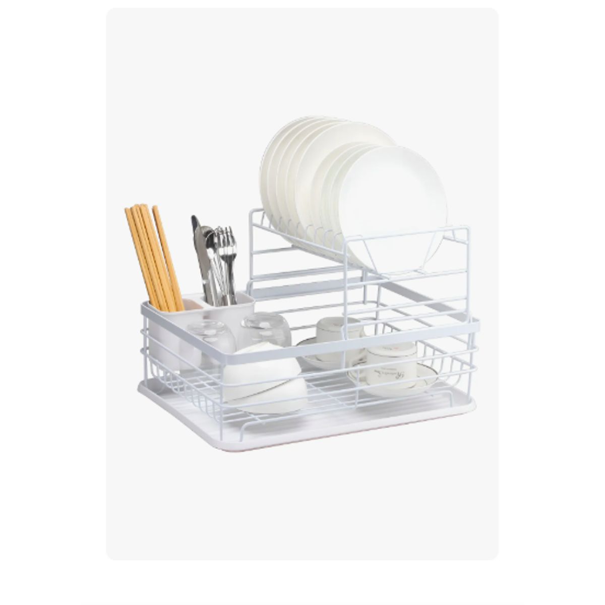 GENERICO - Secaplatos Escurridor 2 Niveles Acero Inox Blanco