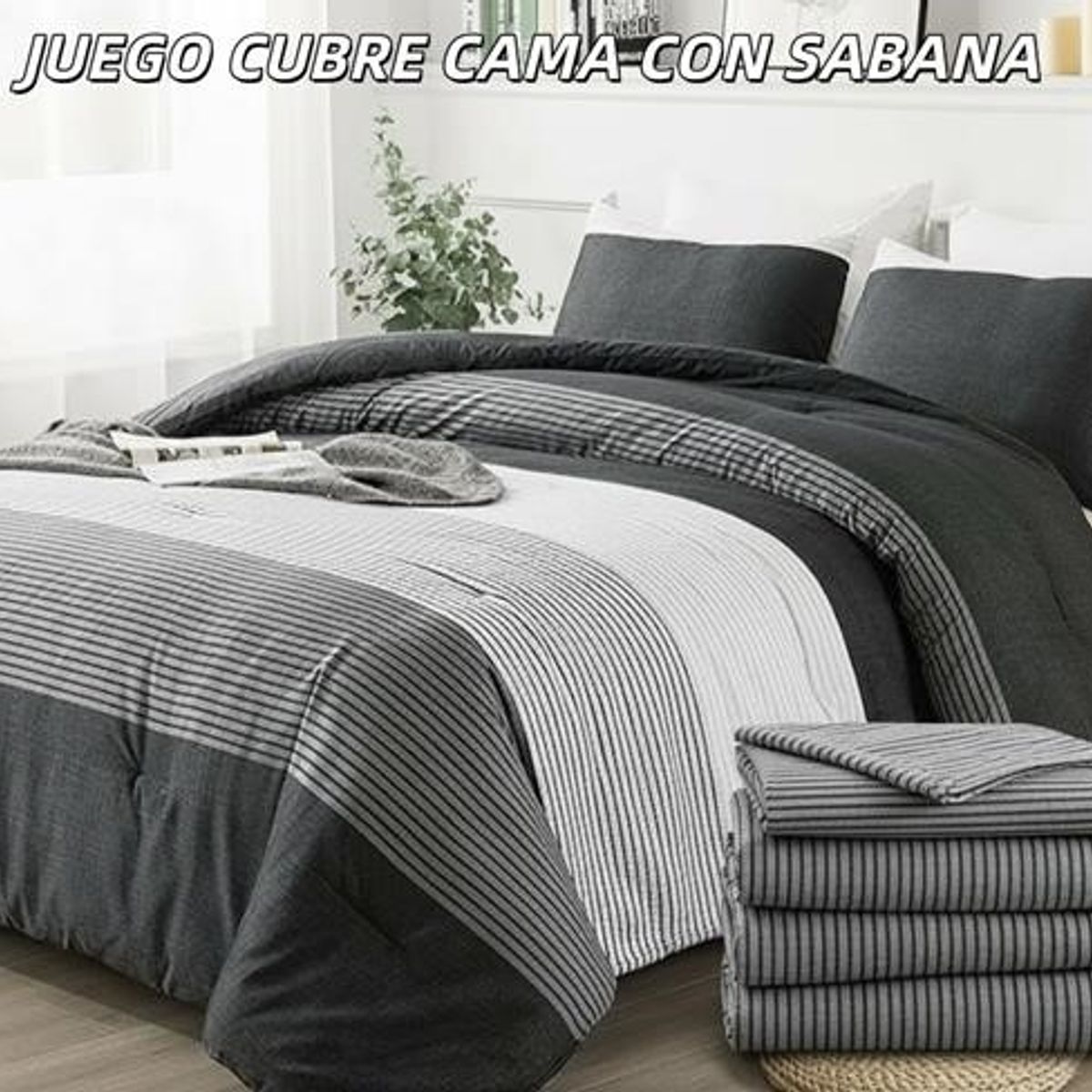 GENERICO - Cobertor tipo Quilts de Verano + Juego de sabanas 1,5 plazas