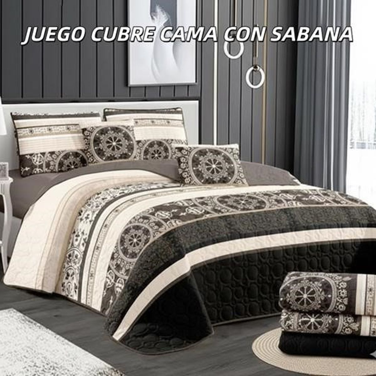 GENERICO - Cobertor tipo Quilts de Verano + Juego de sabanas 1,5 plazas